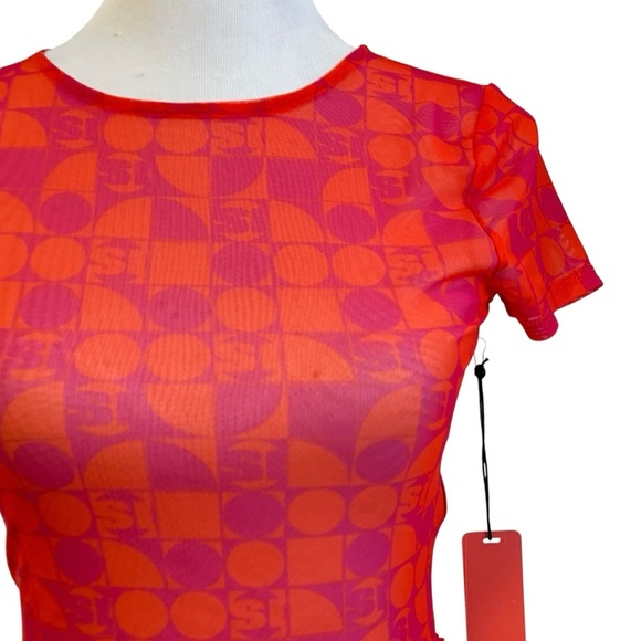 Forever 21 x Sports Illustrated Swim Cover-Up Tee Small Orange Purple Sheer SS - Picture 3 of 9